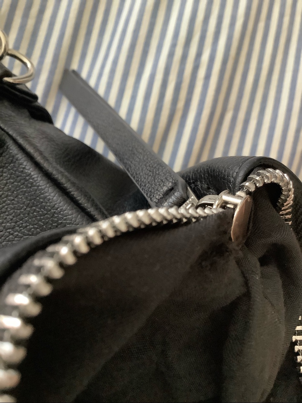 Zadig & Voltaire Black Leather Shoulder Bag with Silver Wing Emblem - Picture 15 of 15